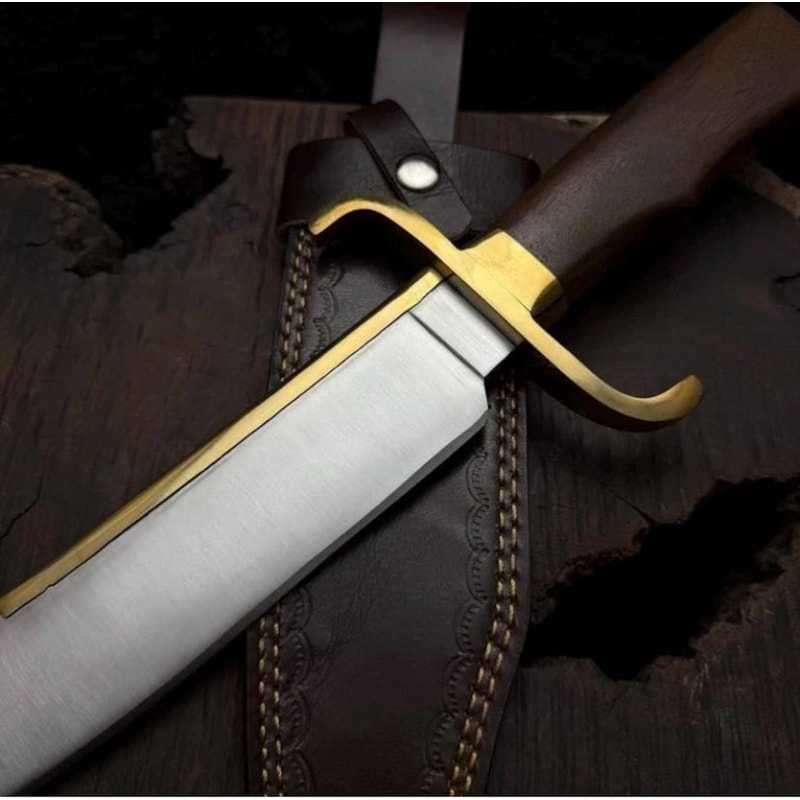 Premium Bushcraft Knife Wood Handle Fixed Blade With Leather Sheath 5