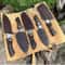 Handcrafted 5 Piece Carbon Steel Kitchen Knife Set With Leather Roll Bag 4