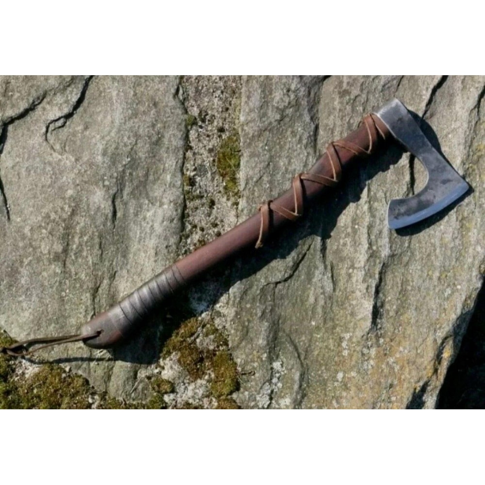 Norse Inspired Carbon Steel Axe With Rosewood Handle 3
