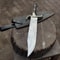 Handcrafted Damascus Steel Bowie Hunting Knife With Stag Horn Handle 0