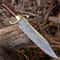 Handcrafted Damascus Bowie Hunting Knife With Wooden Handle Leather Sheath 1