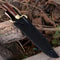 Handcrafted Damascus Bowie Hunting Knife With Wooden Handle Leather Sheath 5