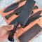 Carbon Steel Fixed Blade Knife Set With Individual Leather Sheaths 3