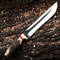 Handcrafted Forged Steel Hunting Knife With Antler Handle Leather Sheath 1
