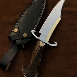 handcrafted bowie hunting knife antler handle outdoor camping gift