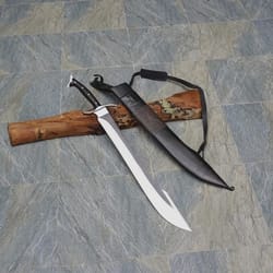 handmade scimitar style machete sword with leather sheath medieval collector gift