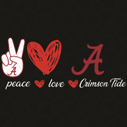 alabama crimson tide peace love svg, sport svg, peace svg
