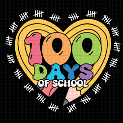100 day of school svg, pencil heart, colorful school svg, 100th day of school teacher svg