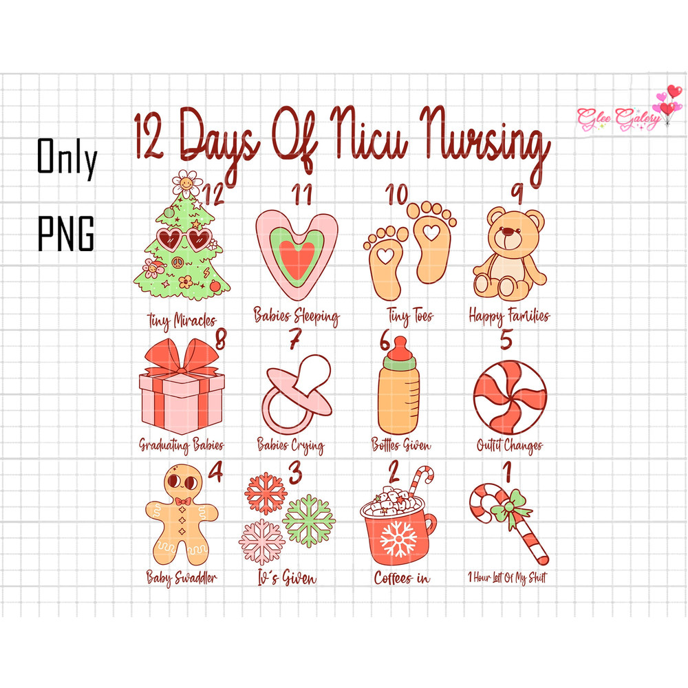 12 Days Of Nicu Nursing Png, Christmas Nurse Png, Neonatal ICU Nurse Life Png, Medical Nurse Png, Nursing Student, Holiday Nicu Nurse Png.jpg