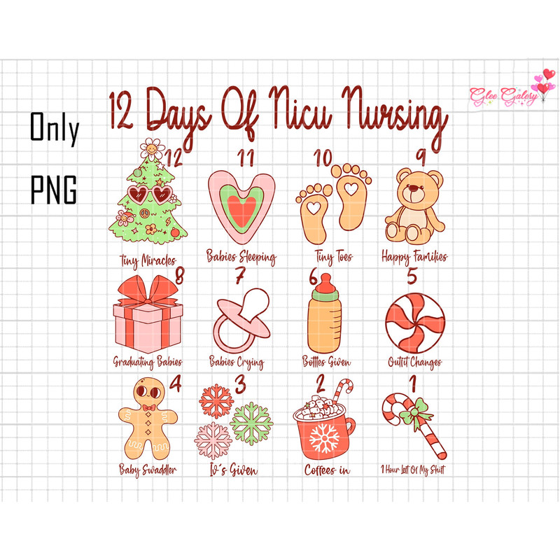 12 Days Of Nicu Nursing Png, Christmas Nurse Png, Neonatal ICU Nurse Life Png, Medical Nurse Png, Nursing Student, Holiday Nicu Nurse Png.jpg
