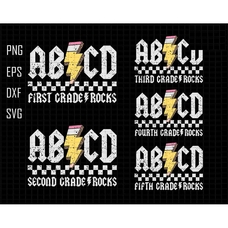 Back to School Svg Bundle, ABCD Grade Rock Svg, First Day of School, Retro Teacher, RocknRoll Teacher, Alphabets Svg, Pencil Lightening Bolt.jpg