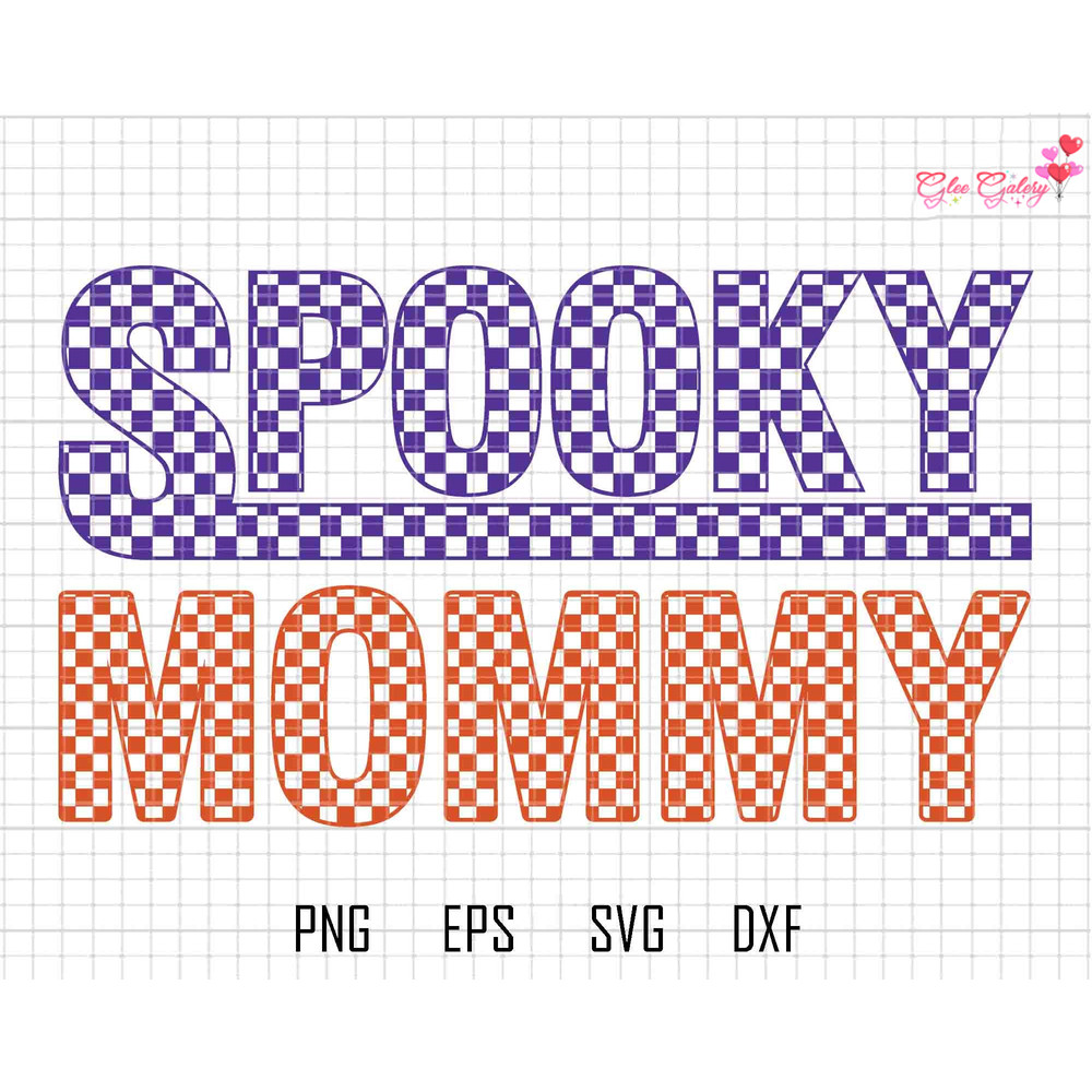 Checkered Spooky Mommy Svg, Halloween Sublimation Design, Mama Sublimation, Spooky Season Svg, Mommy and me, Kids Halloween Svg, Mama Shirt.jpg
