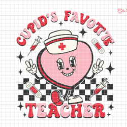 cupids favorite teacher svg, retro valentine teacher svg, valentines day heart svg, teacher life svg