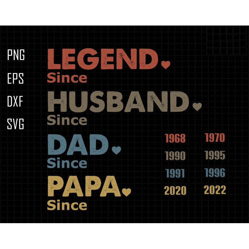 Custom Dad Svg, Dad with Years Svg, Papa With Year Svg, Gift For Husband Svg, Father's Day Svg, Legend Husband Dad Papa Svg, The Legend Dad.jpg