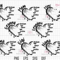 custom halloween svg, custom heart grandkid name svg, mother svg bundle, personalized mama svg