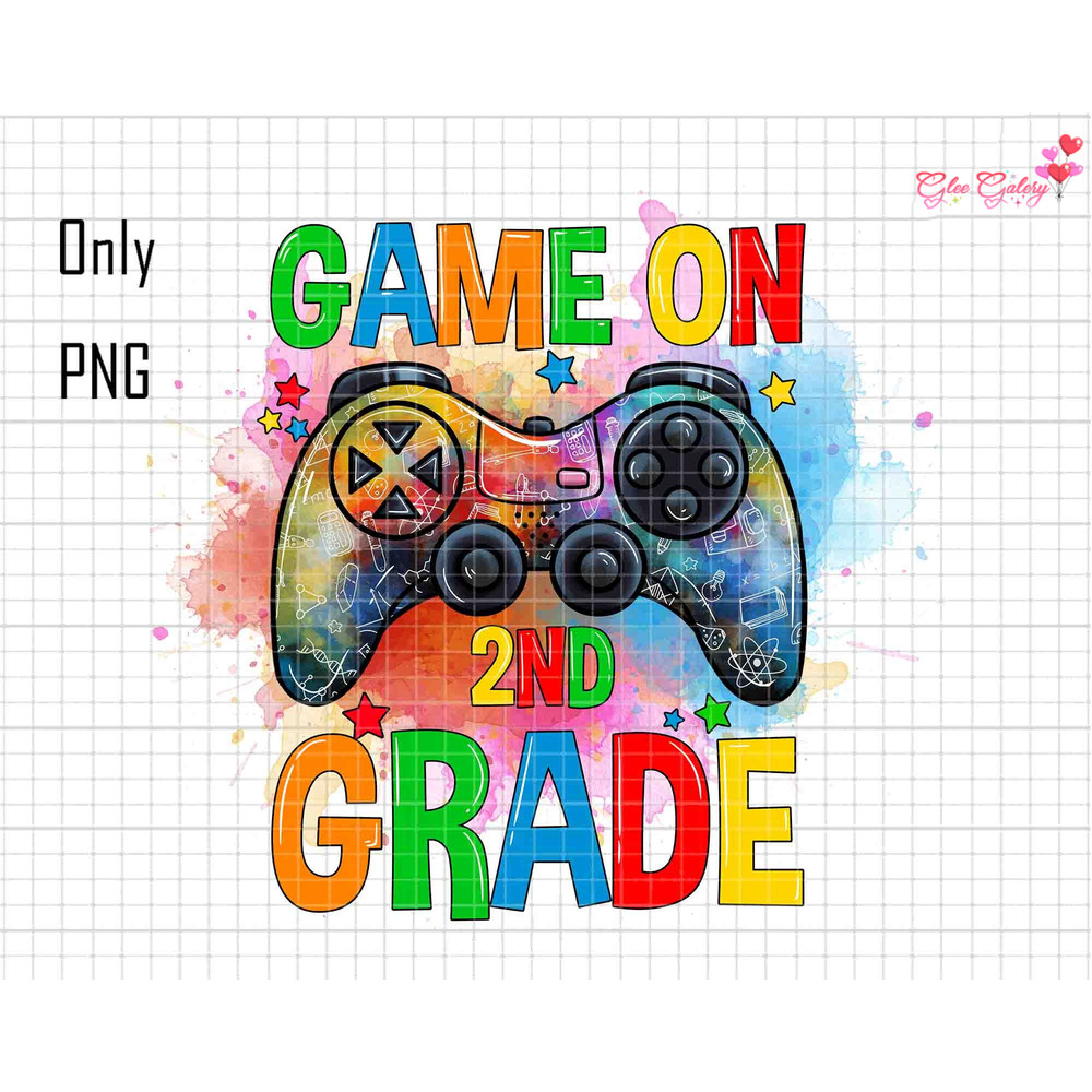 Game On 2nd Grade Png, Second Grade png, 2nd Grade Sublimation, Back to School Png, First Day of School Png, School Png, Game controller png.jpg