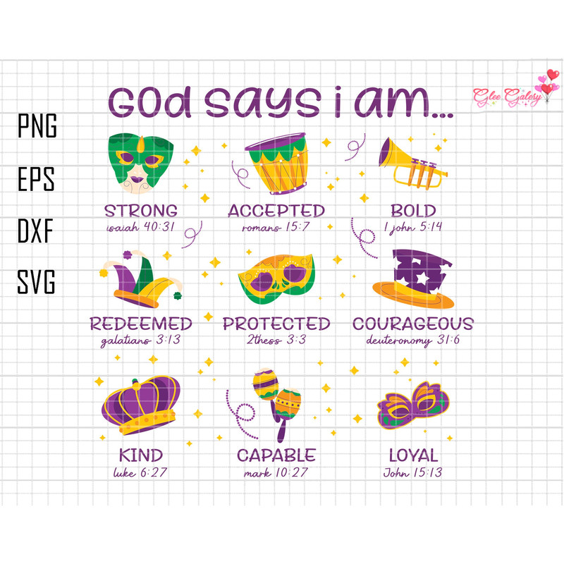 God Says I am Mardi Gras Svg, Retro Mardi Gras Svg, Christian Mardi Gras Svg, Mardi Gras Hand Drawn Svg, Fat Tuesday Svg, Jesus Mardi Svg.jpg
