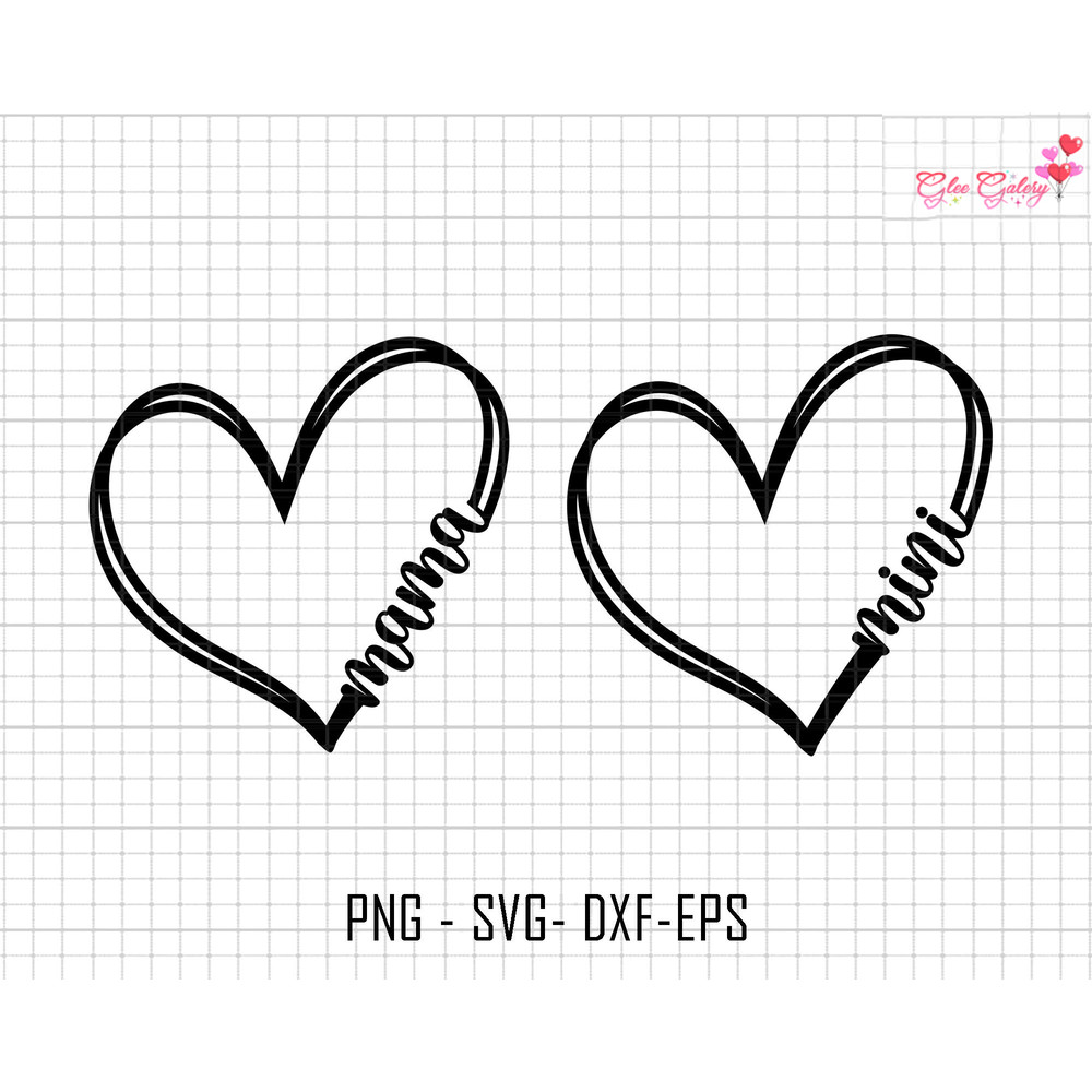 Mama And Mini Heart Svg, Mom And Daughter Heart Svg, Silhouette Mom And Daughter Svg, Doodle Heart Svg,Mama Mini Svg Bundle,Mama Mini Cricut.jpg