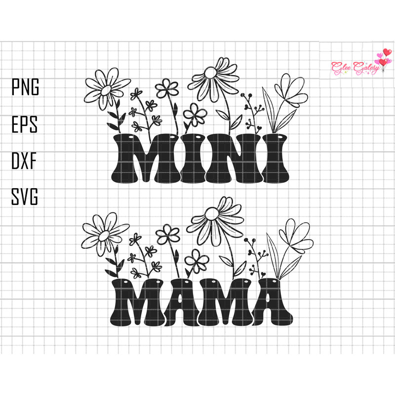 Mama And Mini Svg, Mom And Daughter Svg, Flower Mama And Mimi Svg, Silhouette Mom And Daughter Svg, Retro Mama Mini Svg,Mama Mini Floral Svg.jpg
