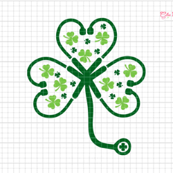 nurse st patricks day svg, medical stethoscope svg, st patricks day svg, clover svg