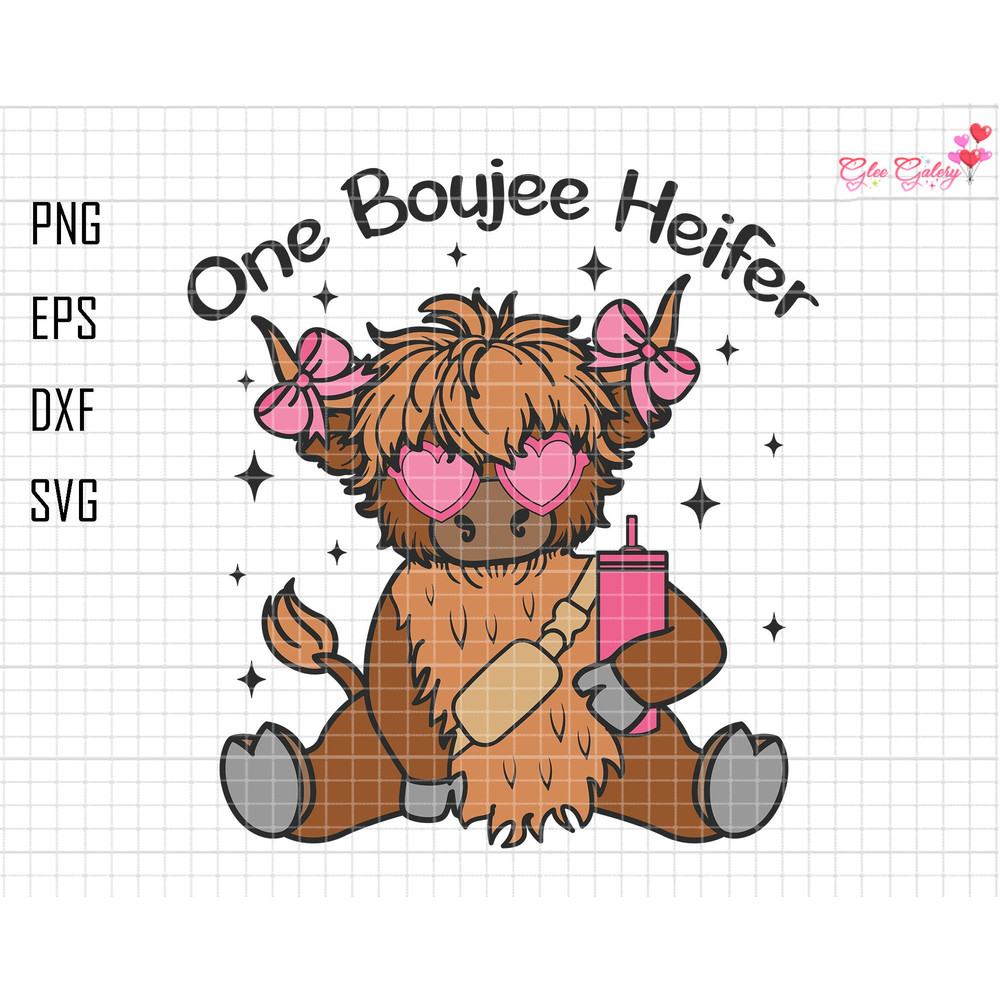 One Boujee Heifer Svg, Highland Cow Svg, Stanley Inspired Belt Bag Svg, Happy Valentine's Day Svg, Cute Dairy Cow Svg, Trendy Valentine Pink 1.jpg