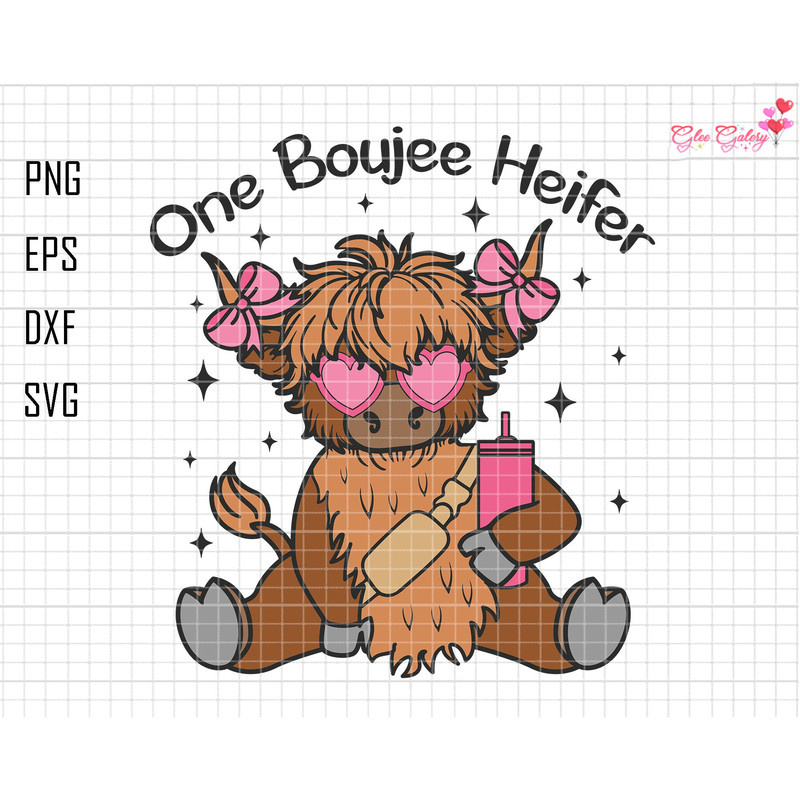 One Boujee Heifer Svg, Highland Cow Svg, Stanley Inspired Belt Bag Svg, Happy Valentine's Day Svg, Cute Dairy Cow Svg, Trendy Valentine Pink 1.jpg