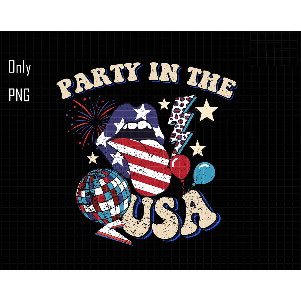 Party In the Usa Png, Retro 4th Of July Png, Fourth of July Png, Patriotic Png, 4th of July Png, America Png,American Flag Png,Fireworks Png.jpg