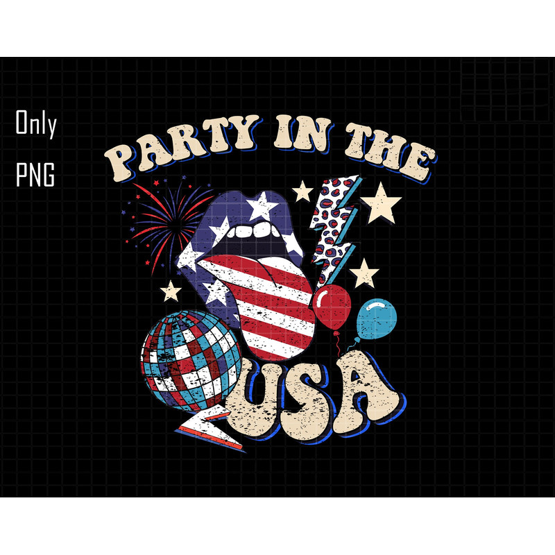 Party In the Usa Png, Retro 4th Of July Png, Fourth of July Png, Patriotic Png, 4th of July Png, America Png,American Flag Png,Fireworks Png.jpg