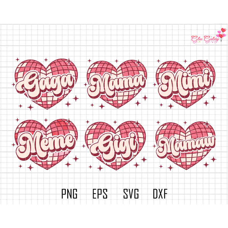 Retro Valentines Svg Bundle, Mama Mimi Gigi Gaga, Family Valentines Svg, Groovy Valentine Svg, Love Svg, Disco Ball Heart, Digital Download.jpg