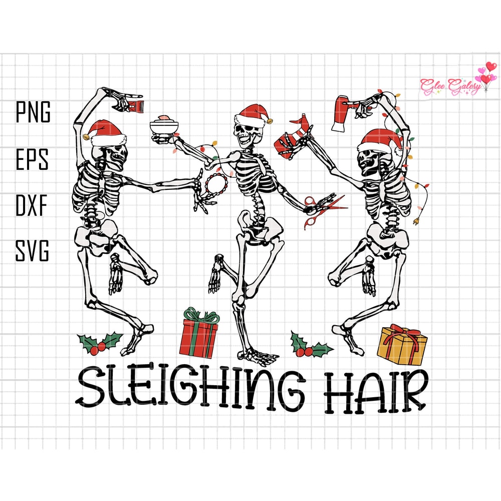Sleighing Hair Christmas Skeleton Svg, Dancing Skeleton, Funny hair Christmas, Making Hair Beautiful, Hair Stylist Shirt, Hair Stylist Gifts.jpg