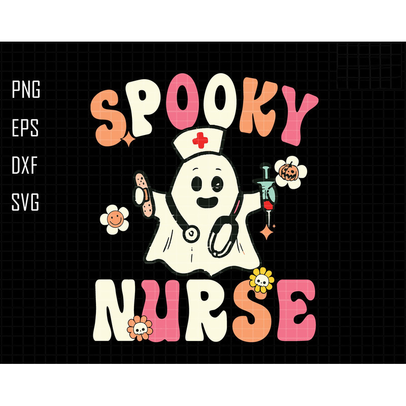 Spooky Nurse Svg, Nurse Halloween Svg, Nurse Svg, Halloween svg, Spooky Svg, Nursing, Cute Ghost Svg, Retro Halloween Svg, Retro Nurse Svg.jpg