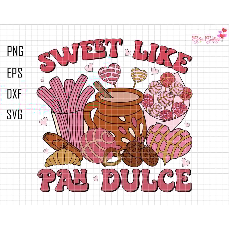 Sweet Like Pan Dulce Svg, Happy Valentines Day Svg, Mexican Valentine Svg, Concha Valentine's Day Svg, Concha Hearts Svg, Heart Conchas Svg.jpg