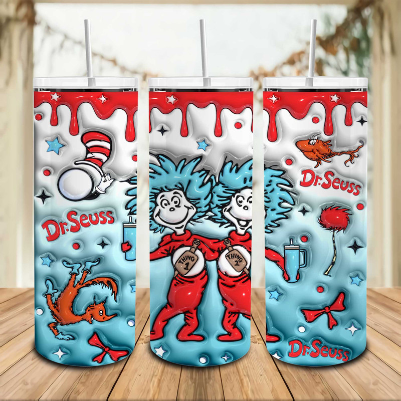 3D Inflated Boujee Friends 20oz Skinny Tumbler PNG, Cat In The Hat Tumbler Wrap, Dedicated Teacher Wrap, Funny Teacher Tumbler Sublimation.jpg