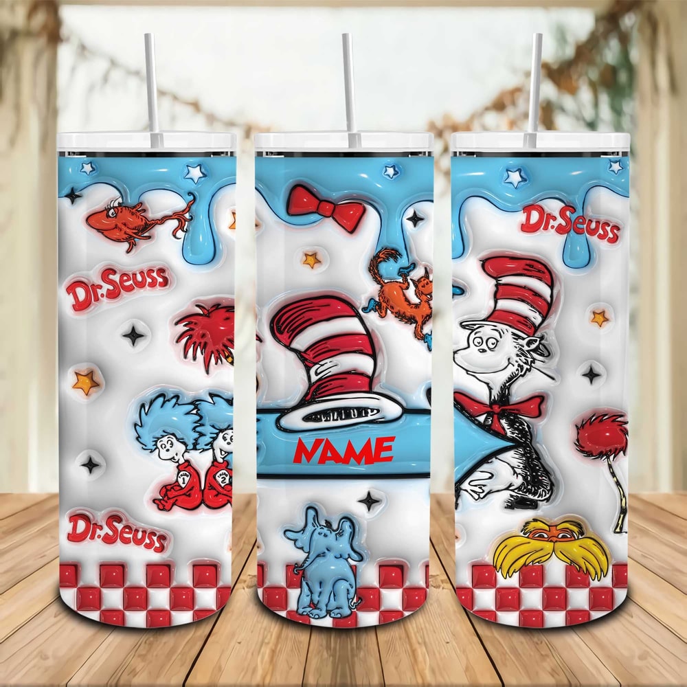 3D Inflated Custom Teacher Of All Thing 20oz Skinny Tumbler PNG, Cat In The Hat Tumbler, Dedicated Teacher Wrap, Teacher Tumbler Sublimation.jpg
