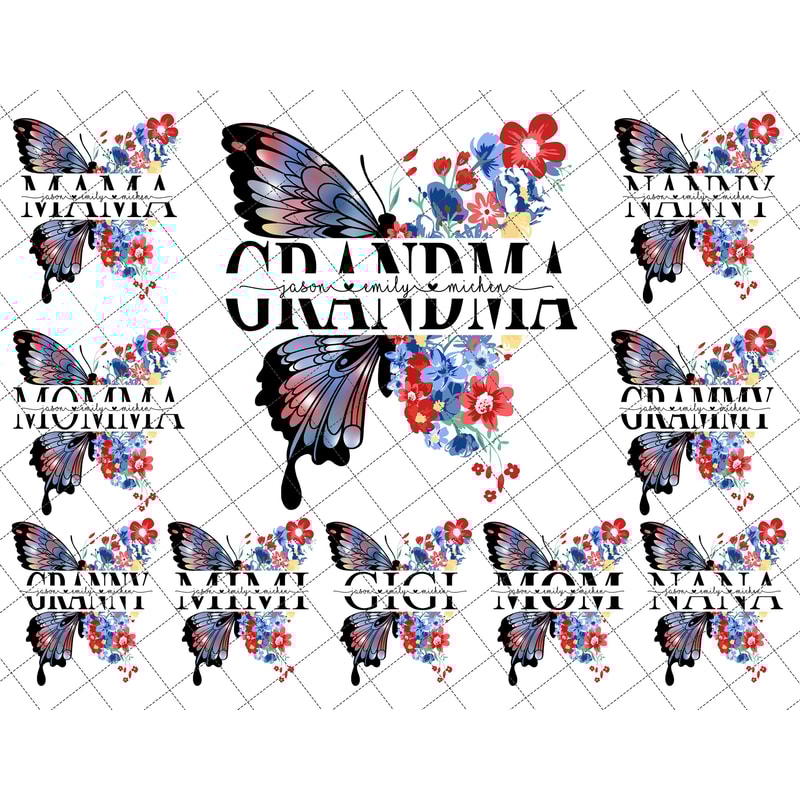 Bundle Personalized Grandma Butterfly Png, Mama, Mimi, Nana, Mom Png, 4th Of July Png, Independence Day, Watercolor Butterflies.jpg