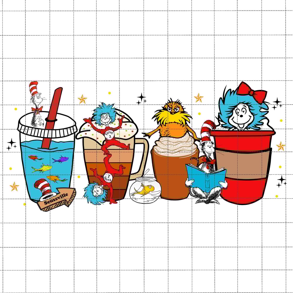 Drink And Coffee Cartoon Character Png, Coffee Lover, Latter Drink, Cat In The Hat Png, Dedicated Teacher Sublimation, Save The Planet Png.jpg