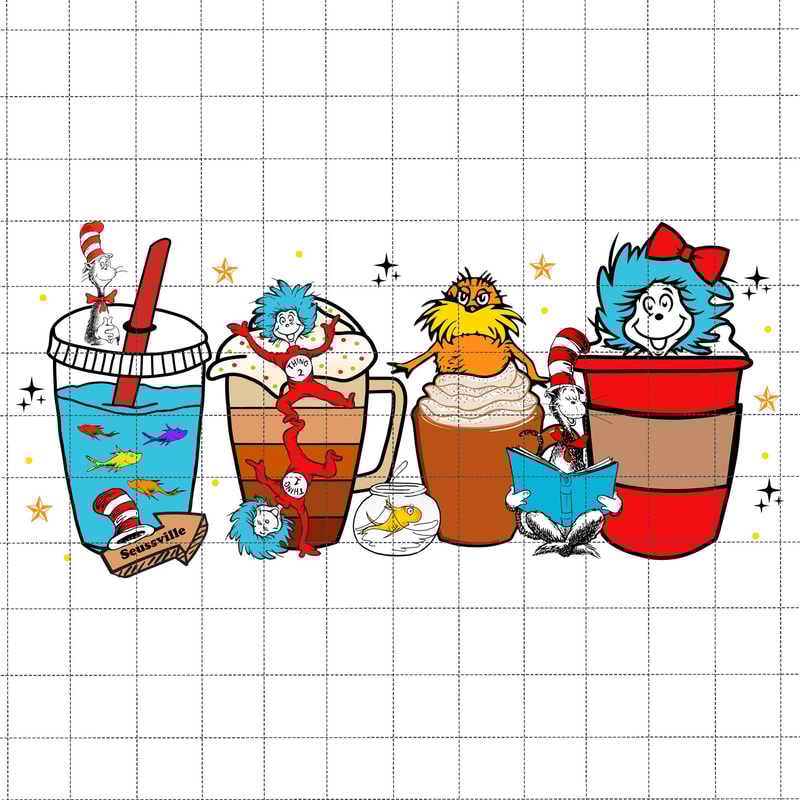Drink And Coffee Cartoon Character Png, Coffee Lover, Latter Drink, Cat In The Hat Png, Dedicated Teacher Sublimation, Save The Planet Png.jpg