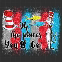 glitter oh the places you will go png, cat in the hat png, faux sequin read across america png