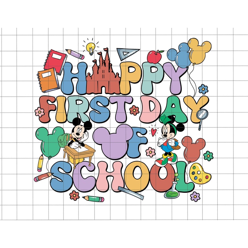 Happy First Day Of School Png, Back to School Png, 1st Day Of School, Education Png, School Vibes Png, Teacher life Png, Sublimation Design.jpg