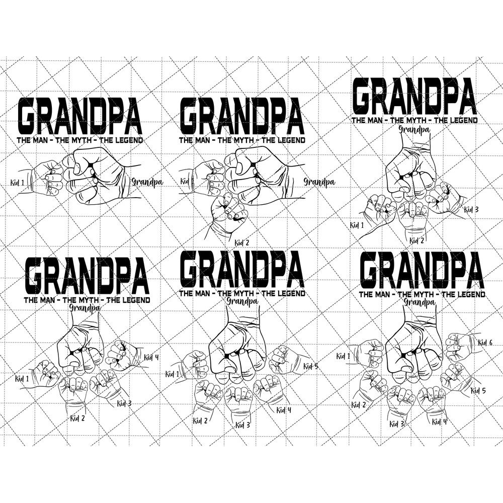 Personalized Grandpa Fist Bump Set Svg, Fathers and A Child Hands, The Myth Dad The Legend, Baby Toddler Kid Dad Fist Bump,Father's Day Svg.jpg
