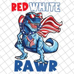 red white rawr dinosaur png, independence day png, funny fourth of july png