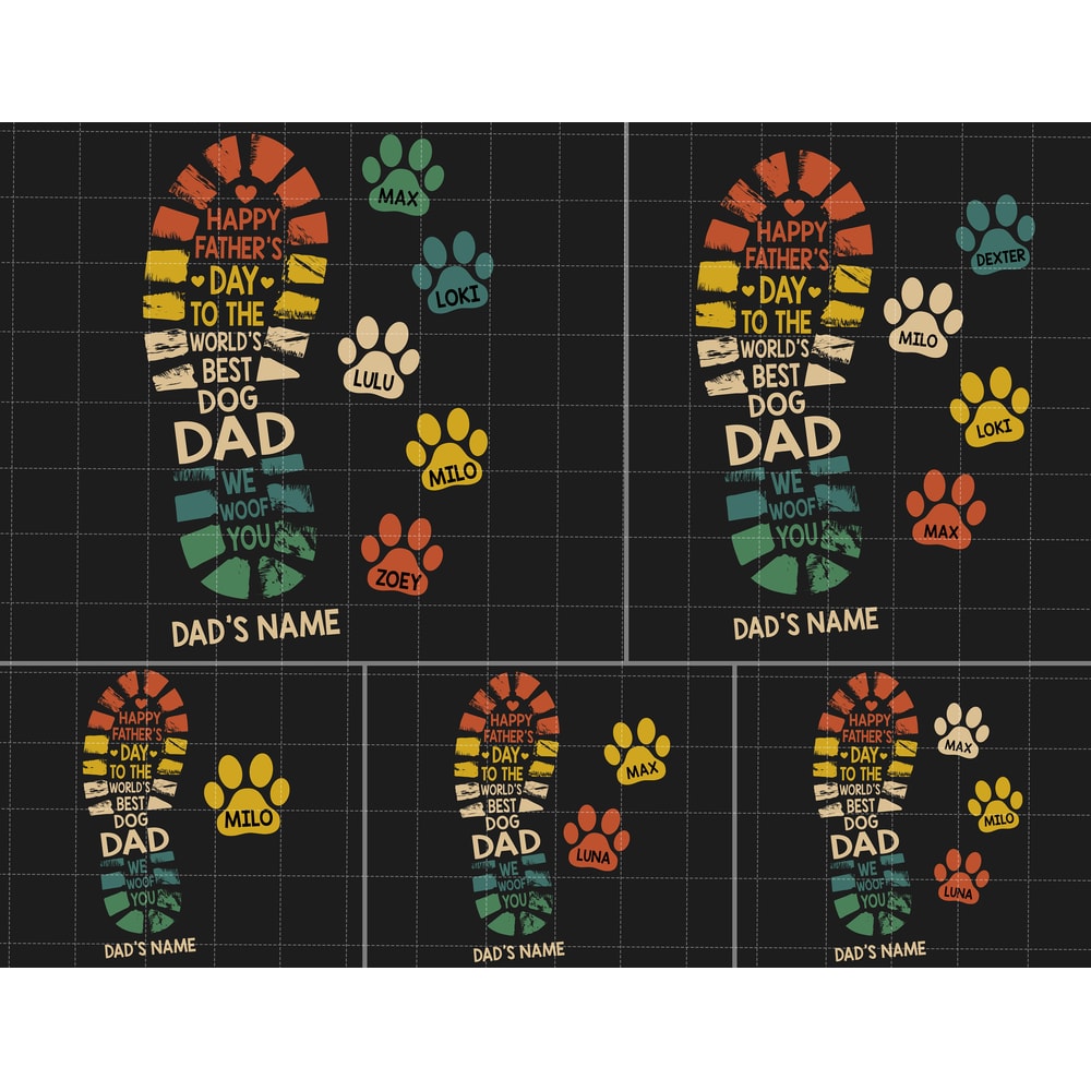 Vintage Happy Father's Day To The Best Dad We Love You Png, Father's Day Png, Dog Dad Png, Gift For Dog Dad Papa, Dad Footprints & Dog Paws.jpg