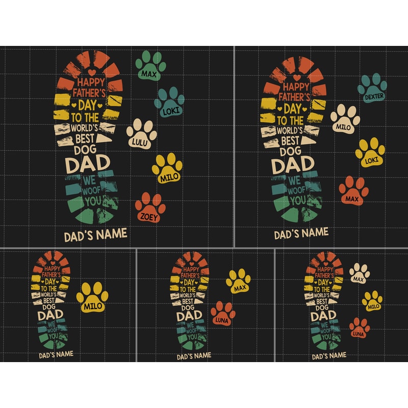 Vintage Happy Father's Day To The Best Dad We Love You Png, Father's Day Png, Dog Dad Png, Gift For Dog Dad Papa, Dad Footprints & Dog Paws.jpg