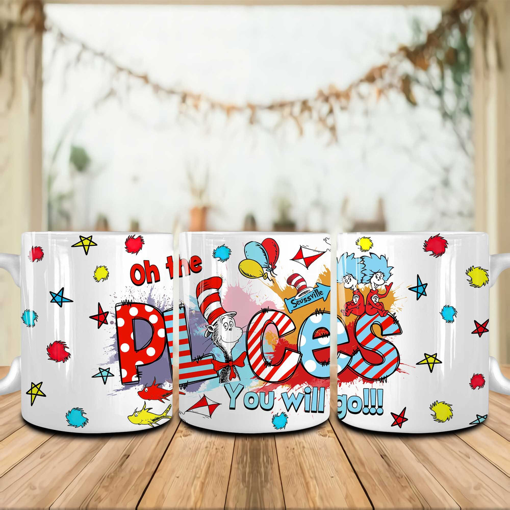 Watercolor Oh The Places You Will Go When You Read 11oz Mug Wrap Png, Cat In The Hat Coffee Mug Png, Thing Png, Reading Mug,Teacher Gift Png.jpg