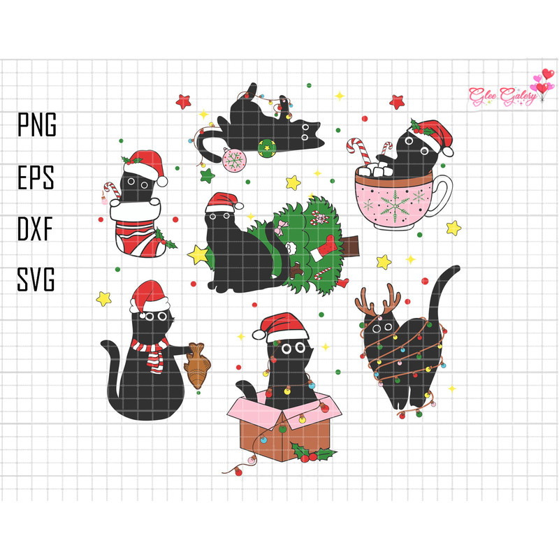 Black Cat Christmas Svg, Christmas Cat Svg, Merry Christmas Svg, Cat Lovers, Meowy Christmas Svg, Christmas Squad, Digital Instant Download.jpg