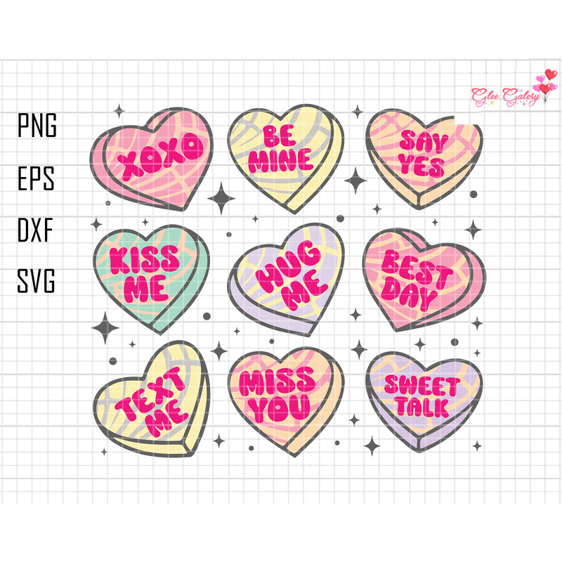 Conchas Valentines Conversation Hearts Svg, Valentines Conchas Svg, Happy Valentines Svg, Retro Valentines Svg, Mexican Valentine Day Svg.jpg