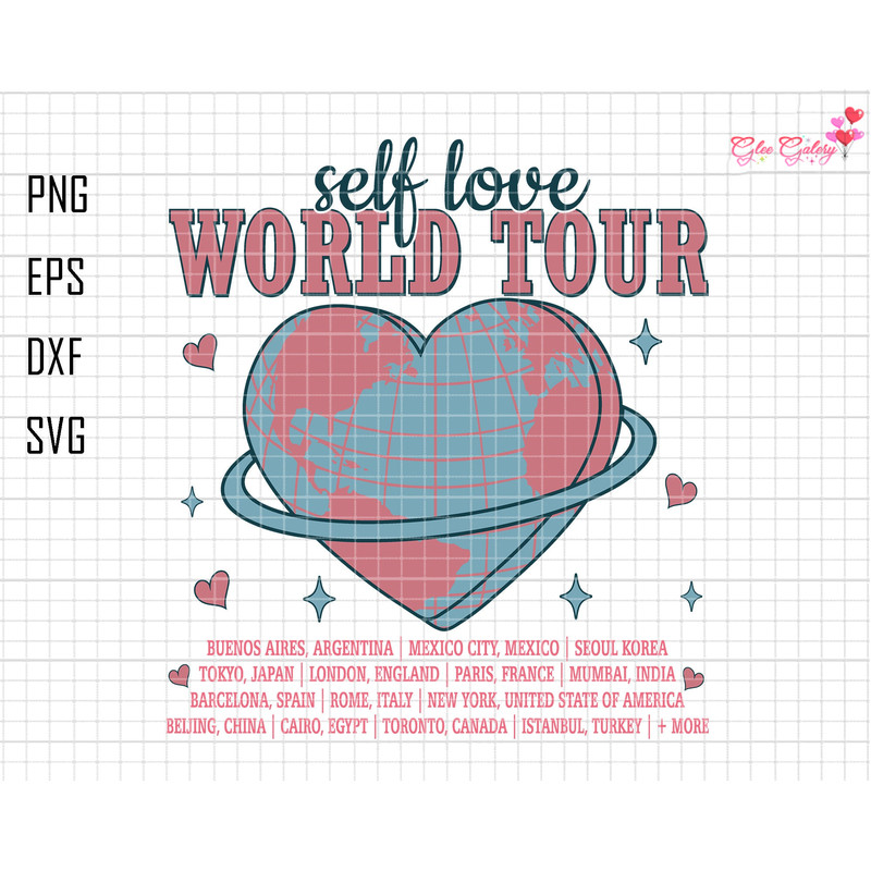 Self Love World Tour Svg,  Retro Valentines Svg, Aesthetic Valentines Design, Self Love Heart Svg, Trendy Valentines Svg, Valentine Quotes.jpg