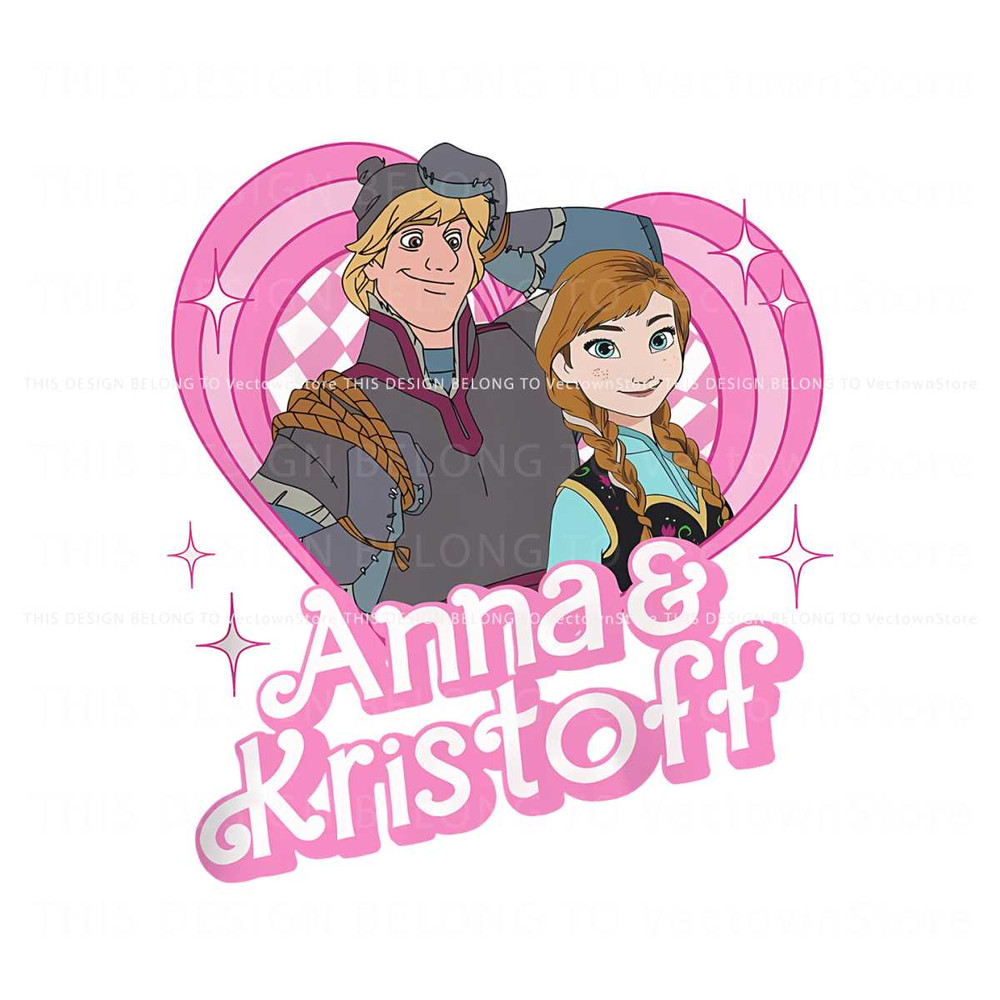 Anna And Kristoff Pink Doll Heart PNG.jpg