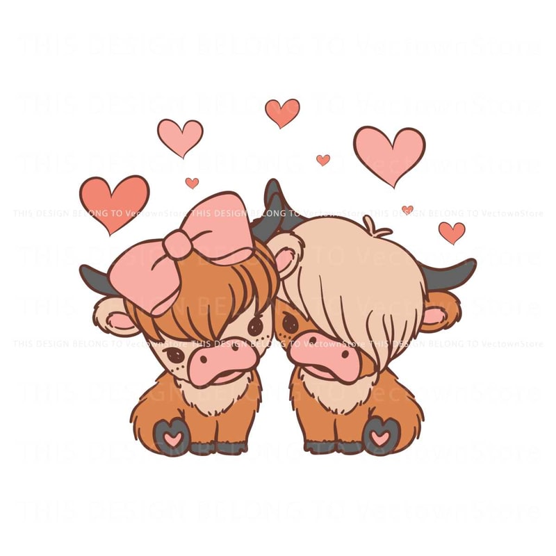 Cute Baby Highland Cow Couple Valentine SVG.jpg