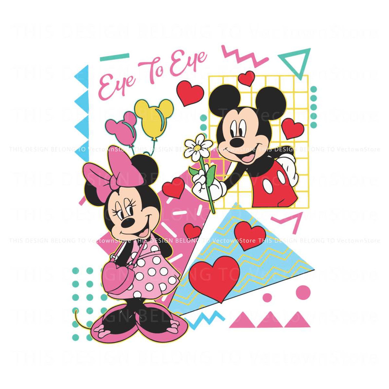 Cute Mickey And Minnie Eye To Eye Valentine SVG.jpg
